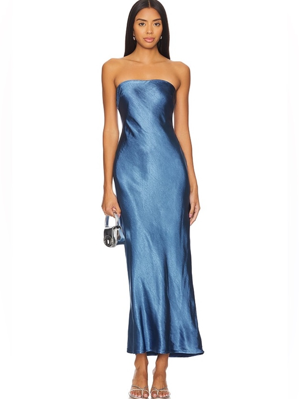 More to Come Emma Strapless Maxi Dress in Blue Sz Medium NWT